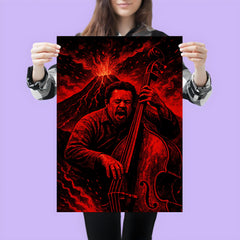 Charles Mingus volcanic bass performance in red black palette poster 3