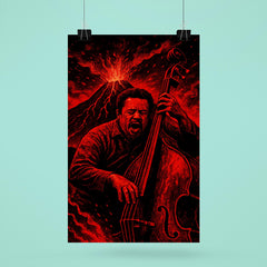 Charles Mingus volcanic bass performance in red black palette poster 6