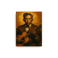 Charley Patton canvas print on a plain backdrop in size 12"x16".
