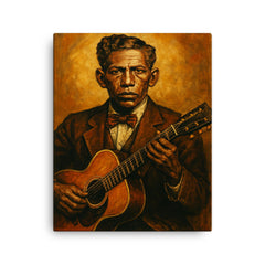 Charley Patton canvas print on a plain backdrop in size 16"x20".