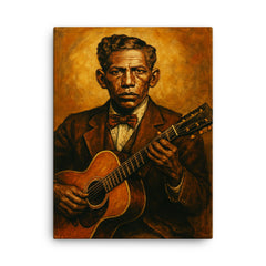 Charley Patton canvas print on a plain backdrop in size 18"x24".