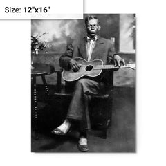Charley Patton metal print on a plain backdrop in size 12"x16".