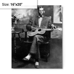 Charley Patton metal print on a plain backdrop in size 16"x20".