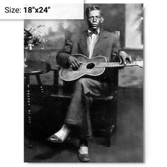Charley Patton metal print on a plain backdrop in size 18"x24".