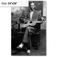 Charley Patton metal print on a plain backdrop in size 24"x36".