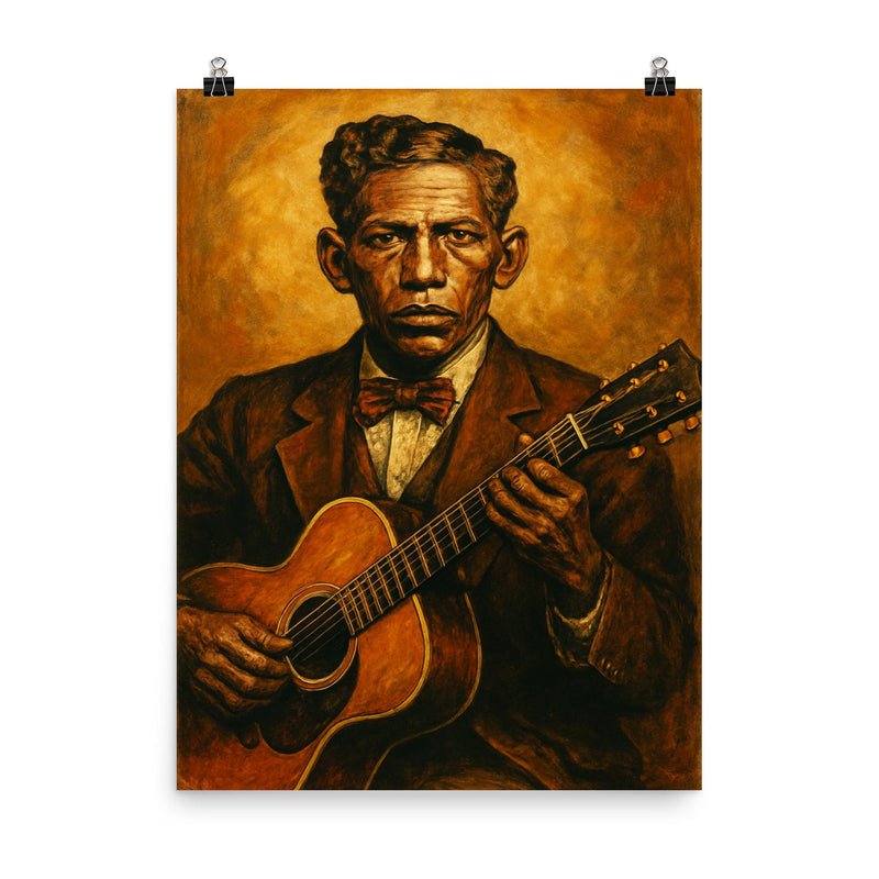 Charley Patton poster on a plain backdrop in size 8