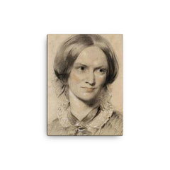 Charlotte Bronte canvas print on a plain backdrop in size 12"x16".