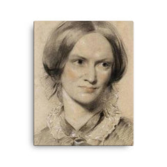 Charlotte Bronte canvas print on a plain backdrop in size 16"x20".