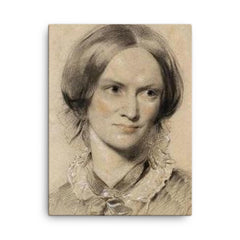 Charlotte Bronte canvas print on a plain backdrop in size 18"x24".