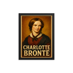 Charlotte Bronte framed print on a plain backdrop in size 12"x16".
