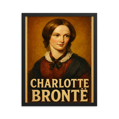 Charlotte Bronte framed print on a plain backdrop in size 16"x20".