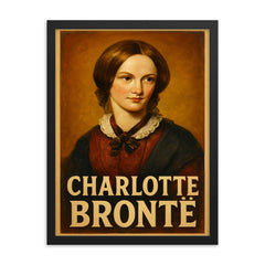 Charlotte Bronte framed print on a plain backdrop in size 18"x24".