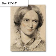 Charlotte Bronte metal print on a plain backdrop in size 12"x16".