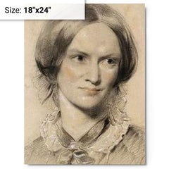 Charlotte Bronte metal print on a plain backdrop in size 18"x24".