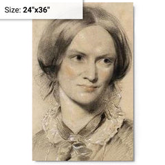 Charlotte Bronte metal print on a plain backdrop in size 24"x36".