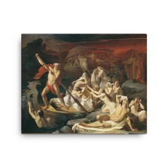 Charon Carries Souls Across the River Styx by Alexander Litovchenko canvas print on a plain backdrop in size 16"x20".