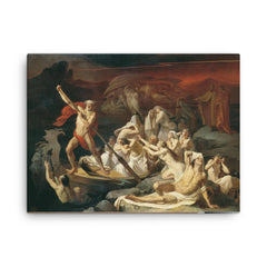 Charon Carries Souls Across the River Styx by Alexander Litovchenko canvas print on a plain backdrop in size 18"x24".