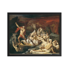 Charon Carries Souls Across the River Styx by Alexander Litovchenko framed print on a plain backdrop in size 16"x20".