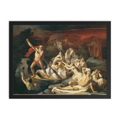 Charon Carries Souls Across the River Styx by Alexander Litovchenko framed print on a plain backdrop in size 18"x24".