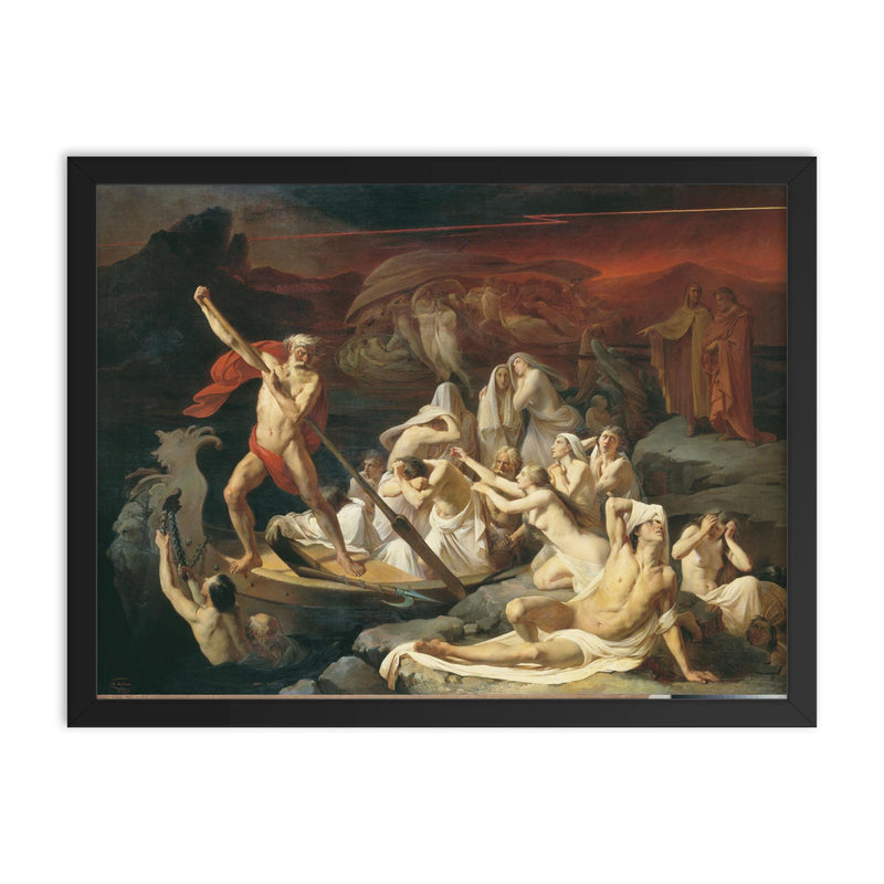 Charon Carries Souls Across the River Styx by Alexander Litovchenko framed print on a plain backdrop in size 18