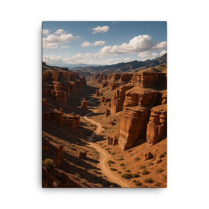 Charyn Canyon Kazakhstan canvas print on a plain backdrop in size 18