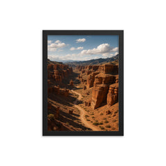 Charyn Canyon Kazakhstan framed print on a plain backdrop in size 12"x16".