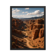 Charyn Canyon Kazakhstan framed print on a plain backdrop in size 16"x20".