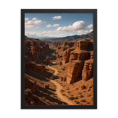 Charyn Canyon Kazakhstan framed print on a plain backdrop in size 18"x24".