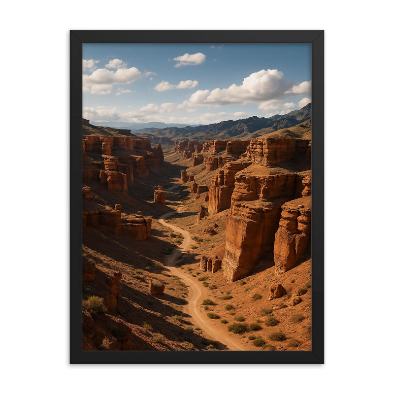 Charyn Canyon Kazakhstan framed print on a plain backdrop in size 18