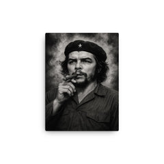 Che Guevara at La Coubre funeral smoke canvas print on a plain backdrop in size 12"x16".