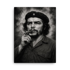 Che Guevara at La Coubre funeral smoke canvas print on a plain backdrop in size 18"x24".