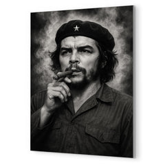 Che Guevara at La Coubre funeral smoke metal print mockup