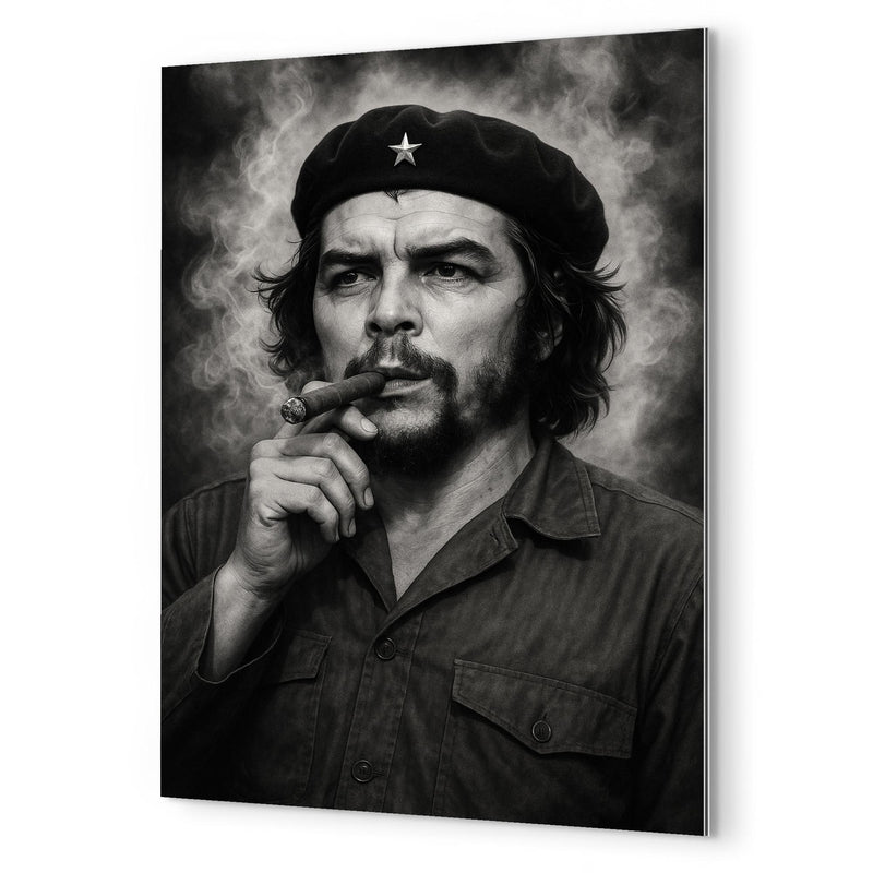 Che Guevara at La Coubre funeral smoke metal print mockup