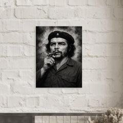Che Guevara at La Coubre funeral smoke metal print mockup
