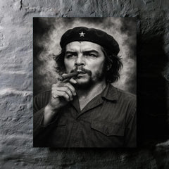 Che Guevara at La Coubre funeral smoke metal print mockup
