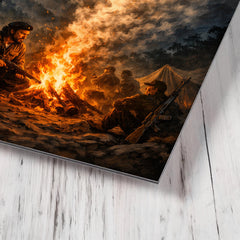 Che Guevara in Sierra Maestra campfire smoke metal print mockup