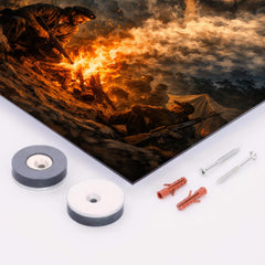 Che Guevara in Sierra Maestra campfire smoke metal print mockup