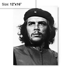 Che Guevara metal print on a plain backdrop in size 12"x16".