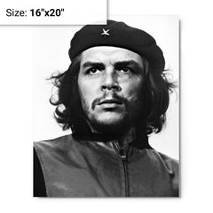 Che Guevara metal print on a plain backdrop in size 16"x20".