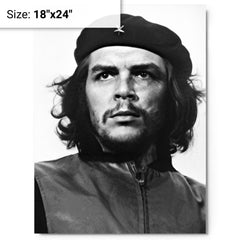 Che Guevara metal print on a plain backdrop in size 18"x24".