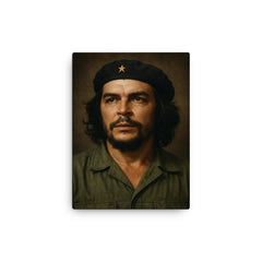 Che Guevara portrait canvas print on a plain backdrop in size 12"x16".