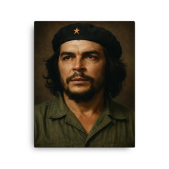 Che Guevara portrait canvas print on a plain backdrop in size 16"x20".