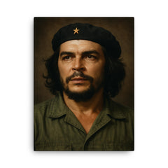 Che Guevara portrait canvas print on a plain backdrop in size 18"x24".