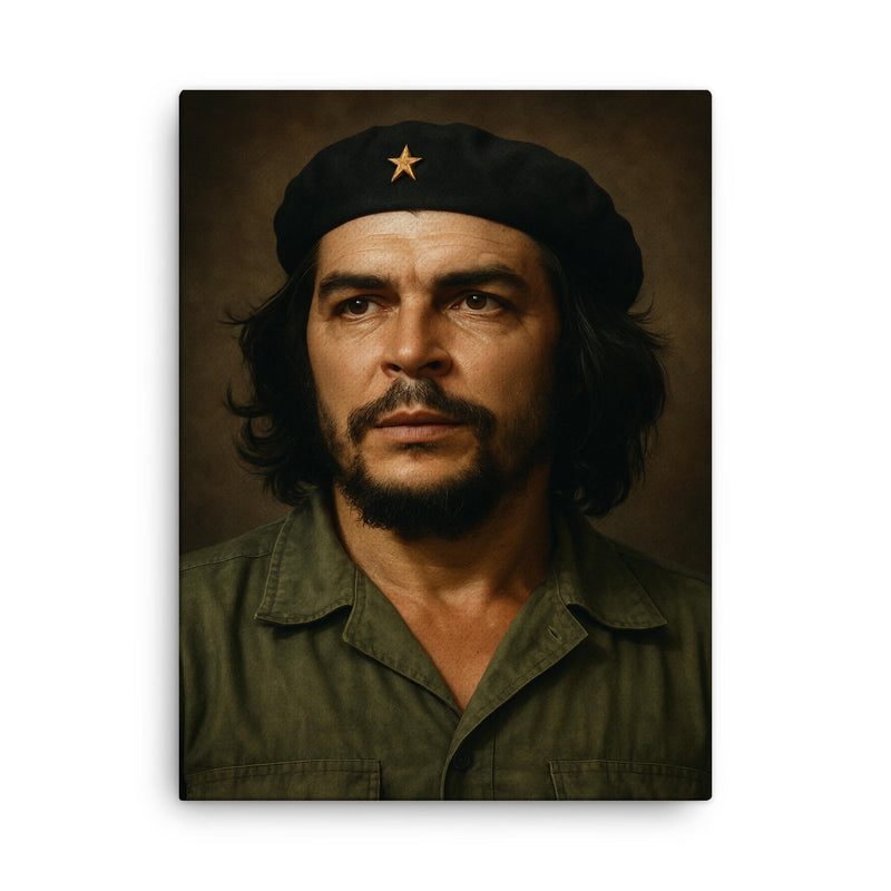 Che Guevara portrait canvas print on a plain backdrop in size 18
