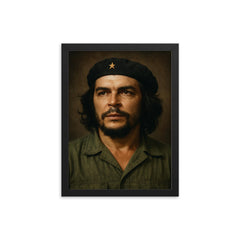 Che Guevara portrait framed print on a plain backdrop in size 12"x16".