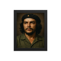 Che Guevara portrait framed print on a plain backdrop in size 8"x10".