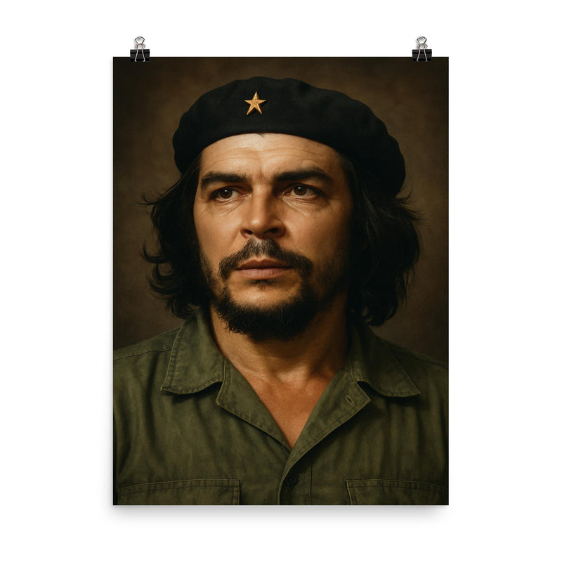 Che Guevara portrait poster on a plain backdrop in size 8
