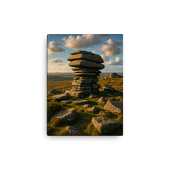 Cheesewring Bodmin Moor England canvas print on a plain backdrop in size 12"x16".