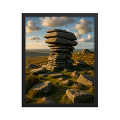 Cheesewring Bodmin Moor England framed print on a plain backdrop in size 16"x20".