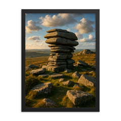 Cheesewring Bodmin Moor England framed print on a plain backdrop in size 18"x24".